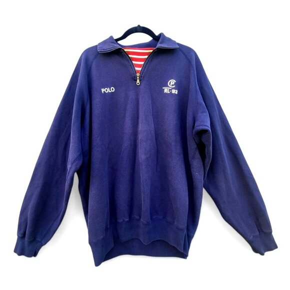 Vintage 1990s CP RL-93 Polo Ralph Lauren ¼ Zip Sweatshirt Logo Pullover - Picture 3 of 10